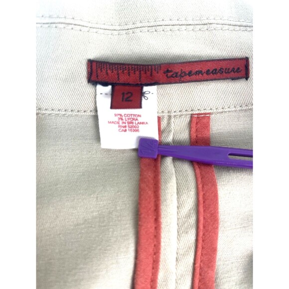 Anthropologie Tape Measure Topstitch Blazer Jacket Khaki Wide Cuff Tailored 12 - Picture 15 of 16